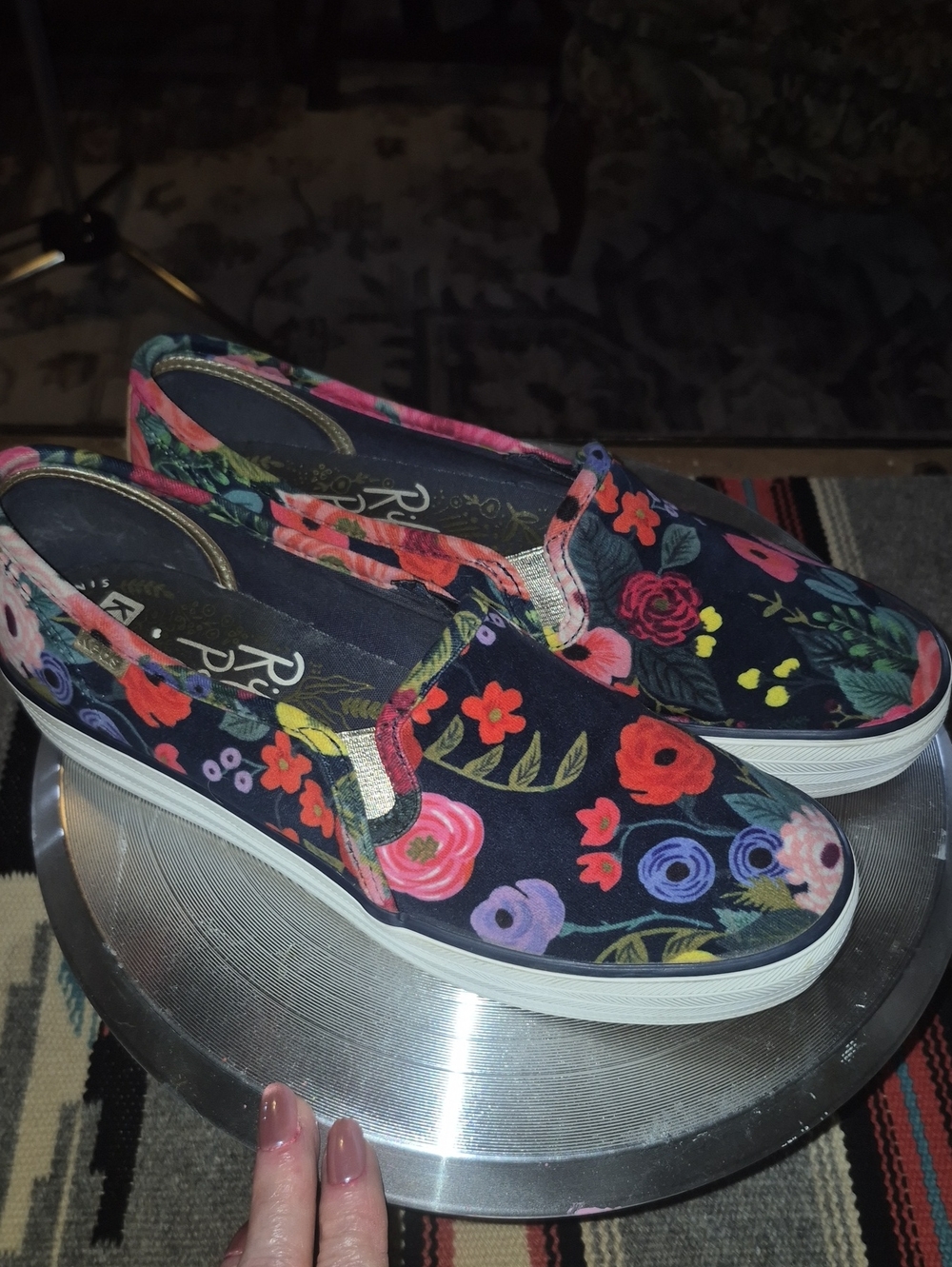 Keds"RiflePaperCo."Triple Decker Juliet Velvet Floral Sneaker sz 8.5(3994EE)